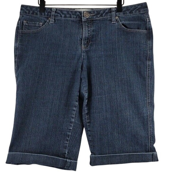 Pants - MIXXIT Womens Size 16 Blue‎ Denim Cuffed Capri Baggy Shorts